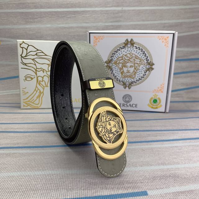 Product Name: Versace. Versace Material: Original Leather Belt with 100% Head Layer Leather Belt Guaranteed Genuine Leather, 24K Pure Steel Buckle, Counter Original Quality and Exquisite Craftsmanship, Fashionable Brand, Preferred Packaging for Perso