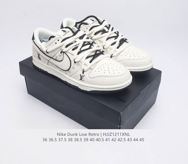 The company level Nike Dunk Low Retro sneakers were originally designed for hardwood courts and later became a fashion benchmark sweeping the streets. As a classic basketball shoe of the 1980s, the Nike Dunk Low Retro sneakers were originally designe