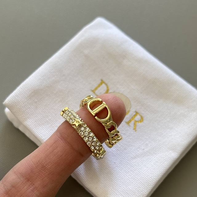 Dior D home CD star two-piece set ring with the same material Sml code