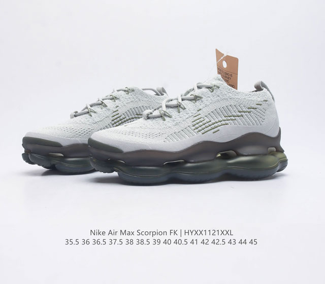 Company level Nike Air Max Scorpion Fk air cushioned sports shoes with thick soles and increased height for men and women. The next-generation air cushioned shoes are equipped with full-length air cushioned shoes, which will bring a wearing experienc