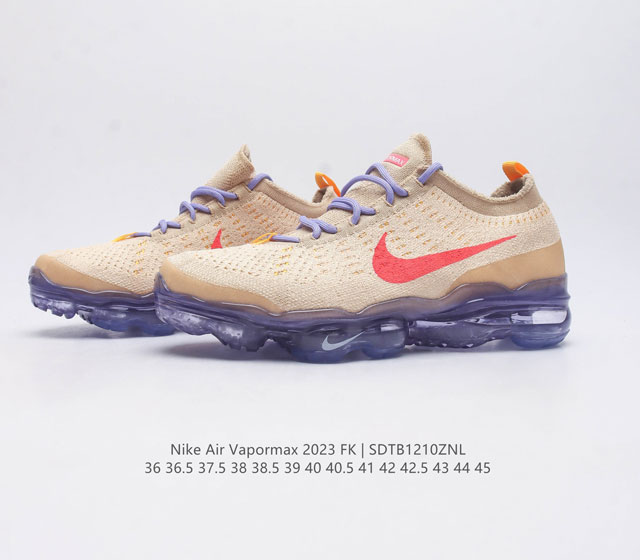 Nike men's and women's shoes, Nike Air Vapormax 2023 Fk Flyknit sports shoes, full-length long air cushion cushioning running shoes, perforated insoles with excellent breathability that can be pulled out for detailed inspection of elasticity. Flyk