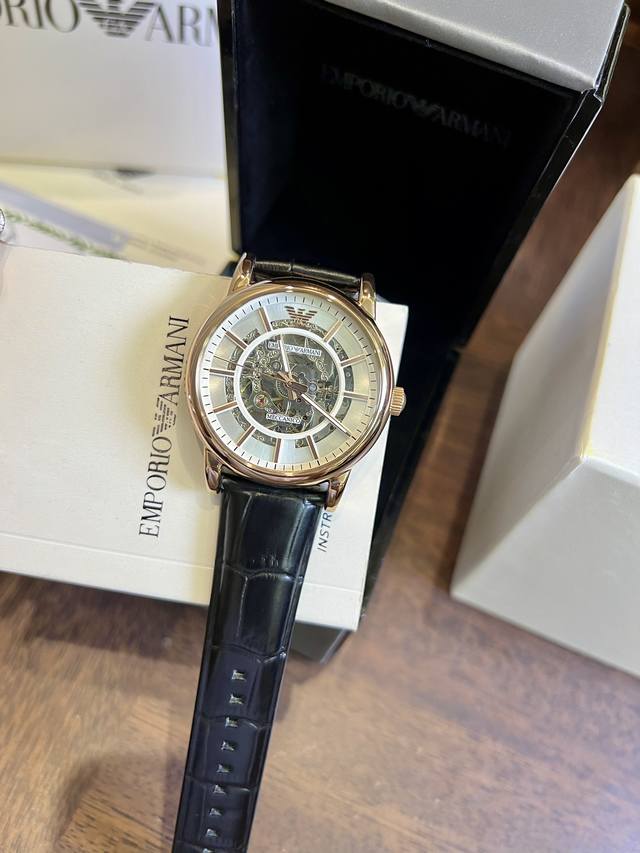 FFFH picture with packaging 25 original version, original movement button, what you have been looking for, finally in stock, highly recommended ♀♀ Armani Mechanical Belt Men's Watch Arrives Armani Case: 316L Stainless Steel Mirror: Reinforced Mineral