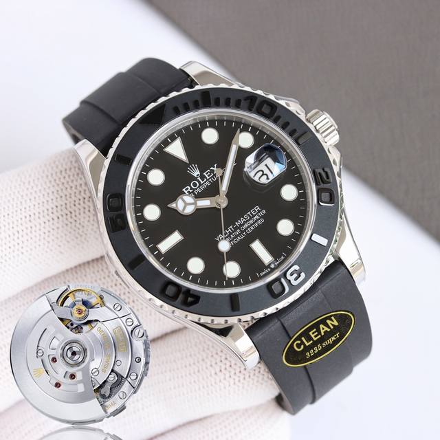 White shell and gold shell C factory Clean latest yacht platinum top-level version, the strongest version on the market, Rolex yacht luxury series Ym platinum shell ceramic ring tape version size 42Mm, equipped with high version 3235 high storage pow
