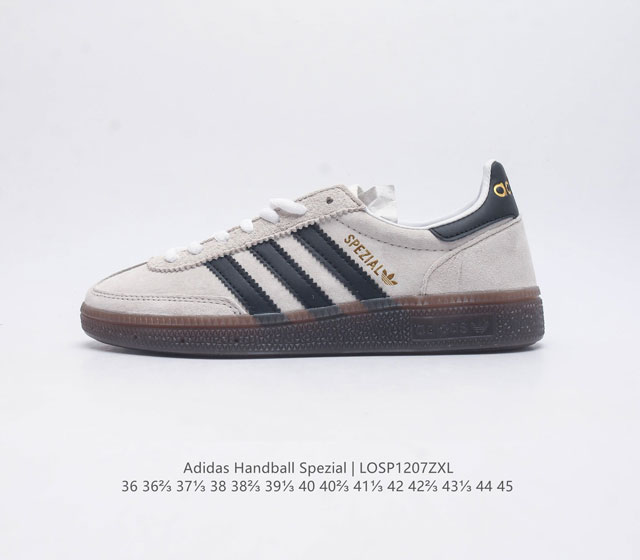 Adidas Handball Spezial Trifolium Academy Style Retro Casual Board Shoes, German Training Shoes, Rubber Bottom Soft Leather Classic Sports Shoes for Men and Women, Round Head Stitching and Splicing Design, Front Strap Tongue