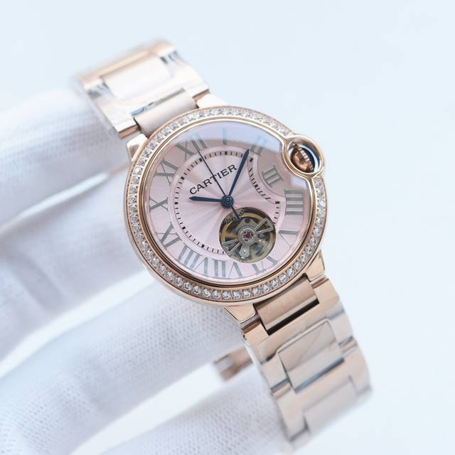 White shell gold single diamond 20 double row diamond 40 steel strip and 40 three in one Taiwan factory produces a 30 meter deep waterproof Cartier Cartier Cartier Cartier Cartier women's blue balloon flywheel series fisheye sapphire mirror tourbillo