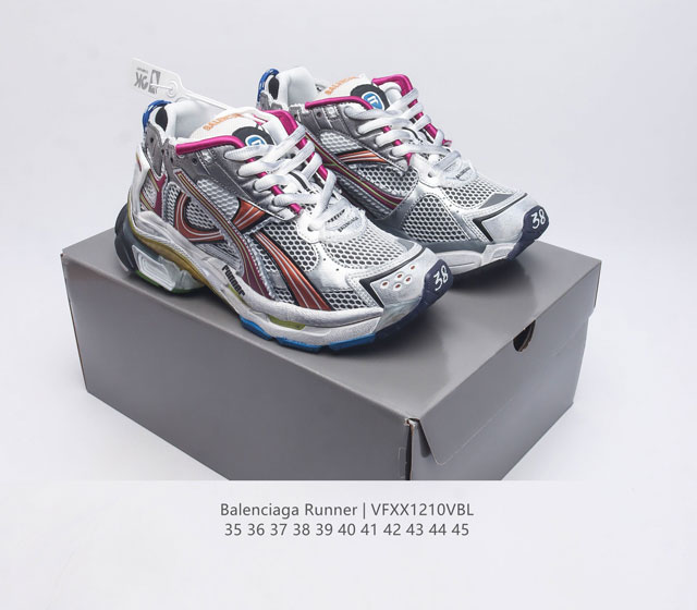 Balenciaga Balenciaga Runner Dad Shoes Comfortable Sports Running Shoes Non Leather Sports Shoes Mesh Material Wear Effect Shoe Head Edge Printed Size Back Floating Size Outer Printed Runner Logo Shoes