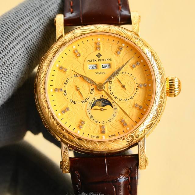 The platinum iron silver hook is vigorous, powerful, and has a high aesthetic value. This new product is quaint and rustic. Retro. Exquisite craftsmanship! The Patek Philippe Classic Super Complex Multi functional Perpetual Calendar Function Watch, t