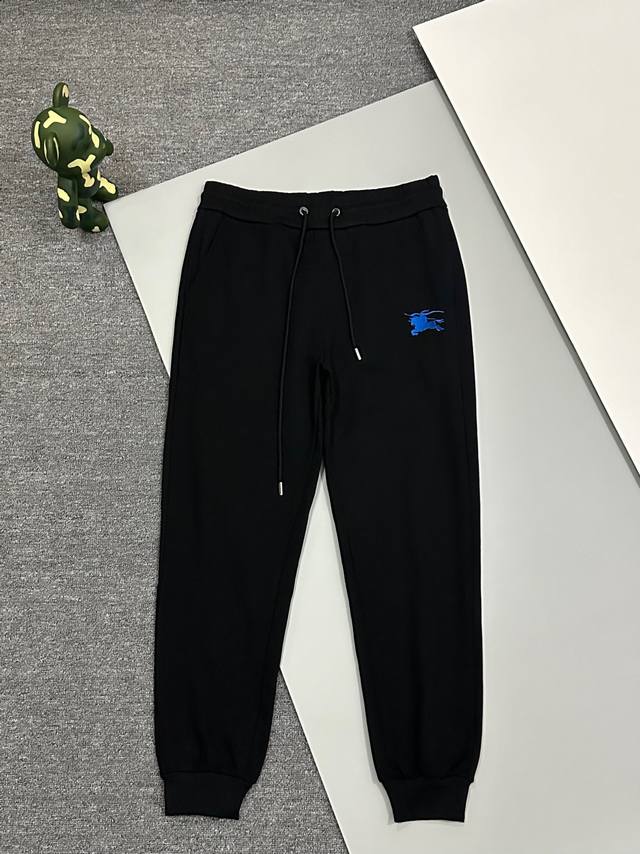 Top of the line original Burberry 2024 new hoodie leg binding sports pants, solid color warhorse embroidery original 400g custom washed looped fabric craftsmanship custom hardware pocket imported embroidered logo feels very comfortable: