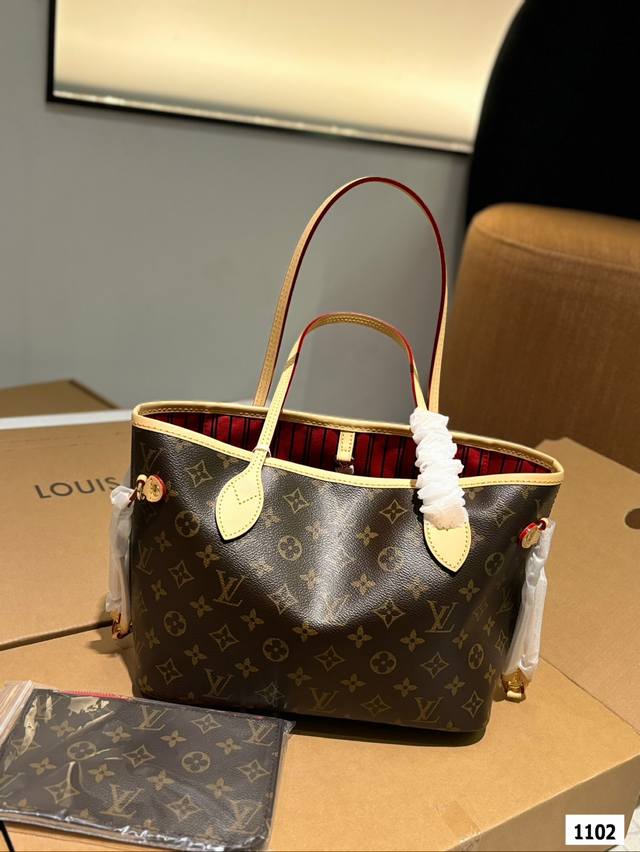 Gift box packaging Lv Neverfull shopping bag! An entry-level style! An absolute lifetime payment! This classic is self-evident! Street photography and practicality are both very popular choices! After receiving it, everyone can feel the air raid betw