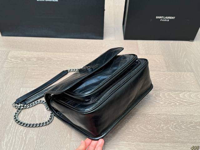 Folding box Ysl Saint Laurent niki diagonal cross bag for free heating, comfortable and comfortable, elegant and casual fashion, versatile size: 26 18 21 14