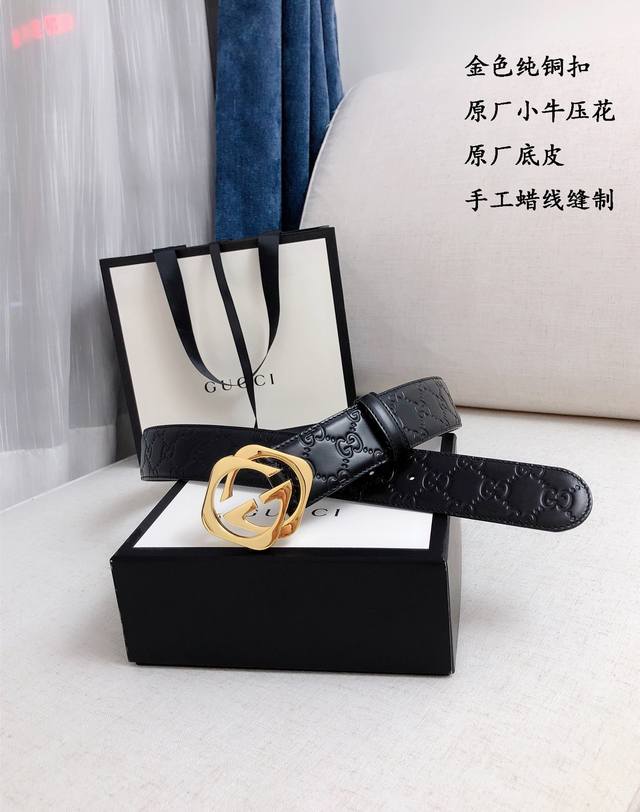 Complete gift box packaging for delivery counters Gucci Classic Reproduction, Original Quality, 4.0cm Body Made of Italian Imported Custom Original Head Leather, Pure Copper Original Custom Hardware Buckle, Available on Both Sides, High end and Elega