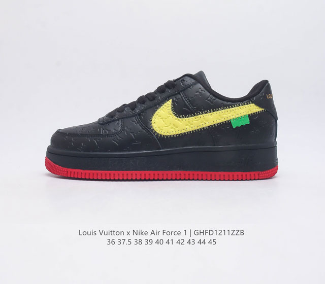 Louis Vuitton X Nike Air Force 1 Low Louis Vuitton co branded Nike Air Force One Af1 low top versatile casual thick sole height increasing sports board shoe with soft and elastic cushioning