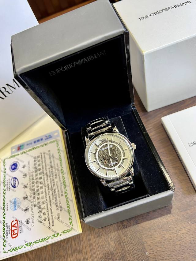 FFFH picture with packaging 25 original version, original movement button, what you have been looking for, finally in stock, highly recommended ♀♀， ARMANi Mechanical Men's Watch Arrives Armani Case: 316L Stainless Steel Mirror: Reinforced: