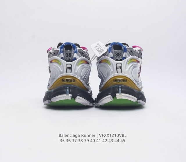 Balenciaga Balenciaga Runner Dad Shoes Comfortable Sports Running Shoes Non Leather Sports Shoes Mesh Material Wear Effect Shoe Head Edge Printed Size Back Floating Size Outer Printed Runner Logo Shoes