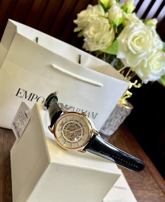 FFFH picture with packaging 25 original version, original movement button, what you have been looking for, finally in stock, highly recommended ♀♀ Armani Mechanical Belt Men's Watch Arrives Armani Case: 316L Stainless Steel Mirror: Reinforced Mineral