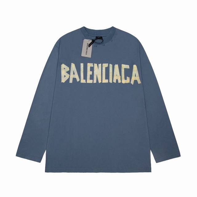 High quality Balenciaga sandblasted tape long sleeved T-shirt with exquisite details that cannot be picky, exuding a sense of grade and luxury recognition! The three standard complete version belongs to the casual loose shoulder cutting style. Number