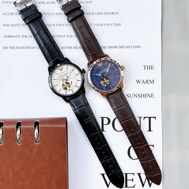 Armani, hollowed out watch series, equipped with imported brand new 82S7 gold movement, precise and trouble free timing, diameter for men: 42mm, thickness 10mm, classic needle buckle, sapphire glass mirror, fireproof flower, scratch resistant, 316 st