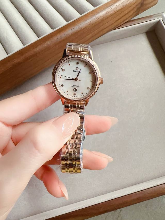 Diamond skin 20 Omega Fashion Women's Quartz Watch with Steel Belt, a goddess like watch with a super stylish design concept, imported quartz movement, top-level coated glass mirror, multi-color imported calf leather with original needle buckle, rule