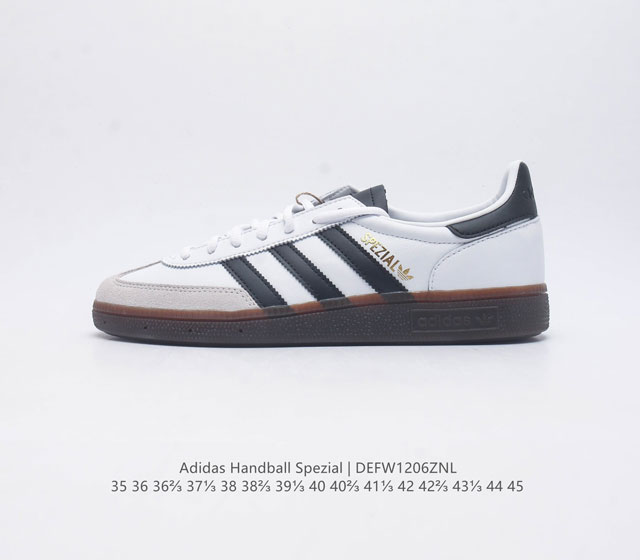 Adidas Handball Spezial Trifolium Academy Style Retro Casual Board Shoes, German Training Shoes, Rubber Bottom Soft Leather Classic Sports Shoes for Men and Women, Round Head Stitching and Splicing Design, Front Strap Tongue