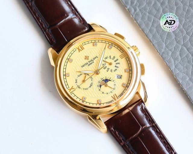White gold Patek Philippe complex function timing series launched! Patek Philippe's Noble Artwork! Paired with imported 9100 multifunctional movement with 0 repair function for 24 hours, week, star, month. Imported 3: