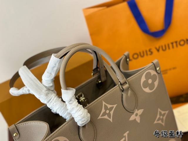 The folding box Lv of this on the go medium-sized handbag exudes the elegant charm of monogram Empreinte embossed leather, injecting a lively spring atmosphere into the seasonal look. Adequate capacity to meet urban travel or business needs, top: