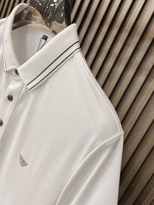 Armani 24SS new spring/summer short sleeved lapel T-shirt polo, the highest version custom high-end vermilion fabric simple and fashionable, thread color matching thread color super beautiful! Embroidered classic Gucci logo on the chest