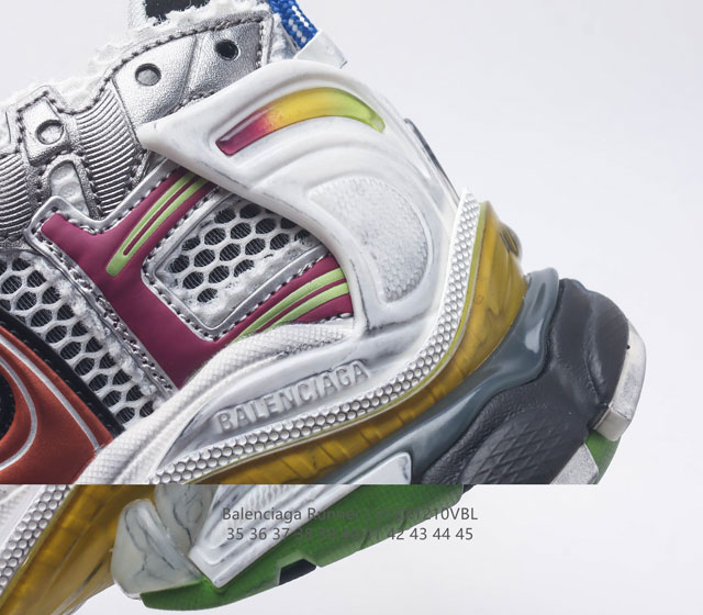 Balenciaga Balenciaga Runner Dad Shoes Comfortable Sports Running Shoes Non Leather Sports Shoes Mesh Material Wear Effect Shoe Head Edge Printed Size Back Floating Size Outer Printed Runner Logo Shoes