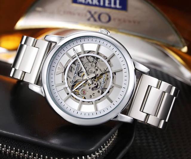 Armani Amani Men's Fashion Watch, imported mechanical movement, hollow design, waterproof 304 all steel strip for daily use, vacuum plated to never fade: