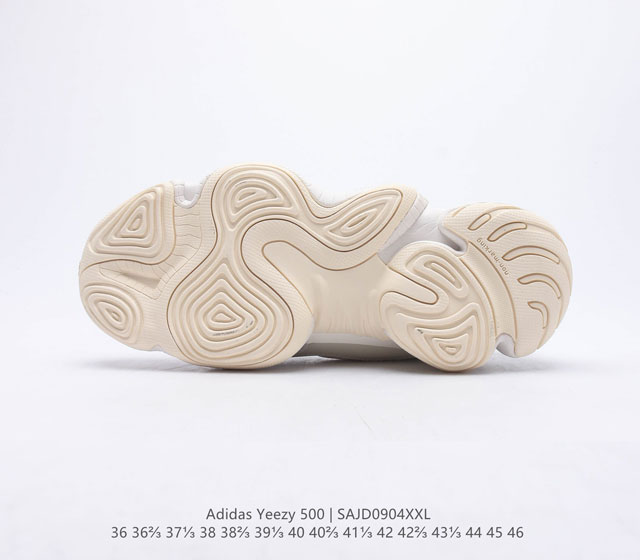 The company level log toxic version of Adidas Yeezy Desert Rat Coconut 500 upper is made of three materials: leather frosted calf leather suede and mesh, creating a retro style Adiprene