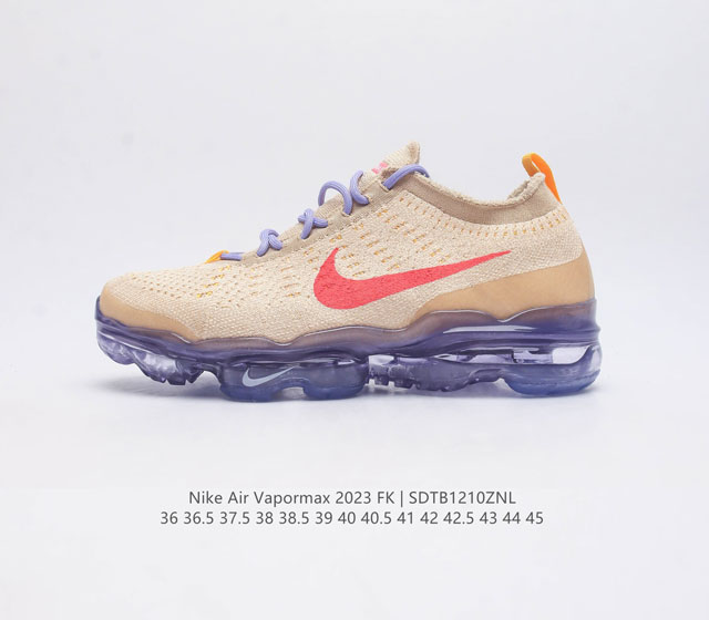Nike men's and women's shoes, Nike Air Vapormax 2023 Fk Flyknit sports shoes, full-length long air cushion cushioning running shoes, perforated insoles with excellent breathability that can be pulled out for detailed inspection of elasticity. Flyk