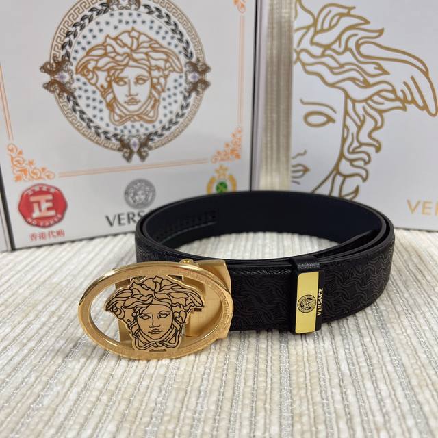 Product Name: Versace. Versace Automatic Belt Material: Original Leather Belt 100% Head Layer Leather Belt Guaranteed Genuine Leather, 24K Pure Steel Buckle, Counter Original Order Quality, Fine Craftsmanship, Fashionable Brand, Preferred Packaging f