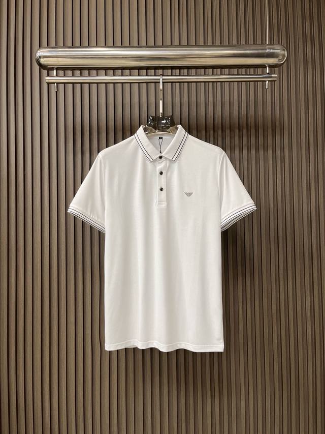 Armani 24SS new spring/summer short sleeved lapel T-shirt polo, the highest version custom high-end vermilion fabric simple and fashionable, thread color matching thread color super beautiful! Embroidered classic Gucci logo on the chest
