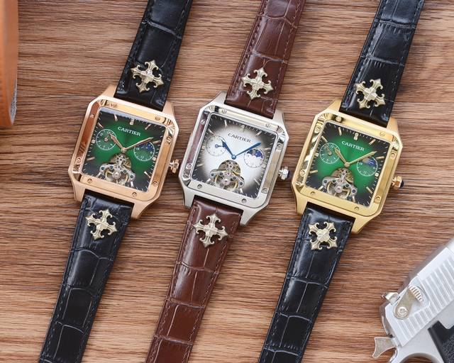 Men's Favorite Square Watch Latest: Cartier Best Design Exclusive First Release Type: Boutique Men's Watch Strap: Genuine Leather Strap Movement: High end Fully Automatic Mechanical Movement Mirror: Mineral Reinforced Glass for Higher Definition Tast