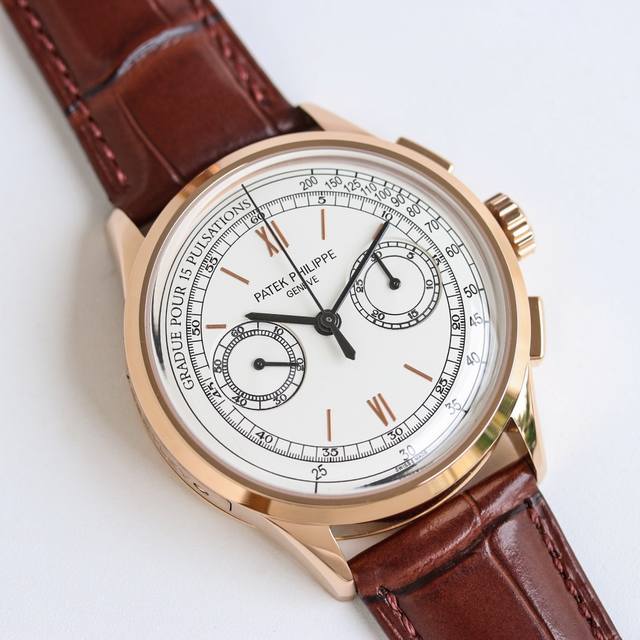 Sj's white shell gold shell Tw Patek Philippe Pp Bj1 complex function timing series 5170G-001 series 1 introduces a new watch model equipped with a Roman stripe watch dial, injecting a retro style into the watch and receiving high quality: