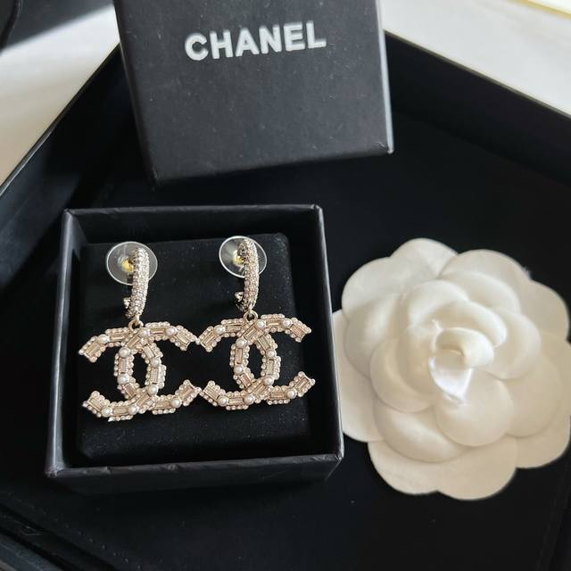 Chanel C Home T Diamond Pearl Earnail Same Material 925 Silver Needle