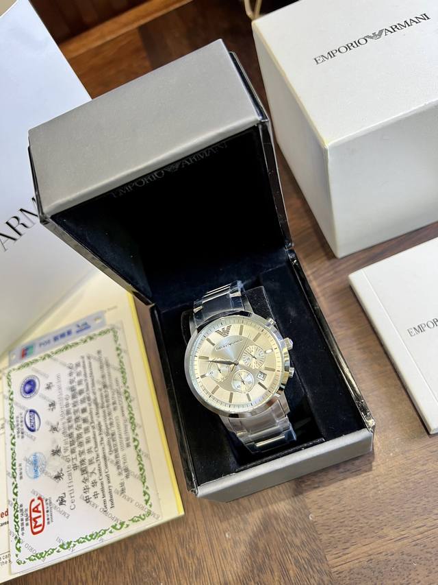 FFFH picture set packaging 25 Armani six pin men's watch purchasing level, true original order quality, original machine mold, original movement, original bare diamond buckle, all steel body, unbeatable quality, popular men's watch strong return, eve