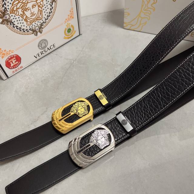 Product Name: Versace. Versace Material: Original Leather Belt with 100% Head Layer Leather Belt Guaranteed Genuine Leather, 24K Pure Steel Buckle, Counter Original Quality and Exquisite Craftsmanship, Fashionable Brand, Preferred Packaging for Perso