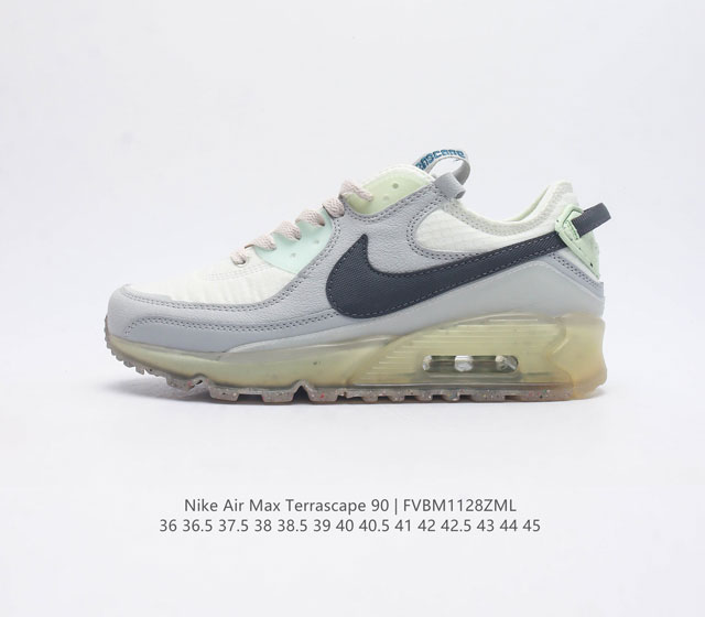 Nike Air Max Terrascape 90 retro casual sports shoes with thick sole and increased air cushion cushioning for men and women's running shoes. Innovative outsole design creates outstanding styling. Translucent Nike Grind rubber
