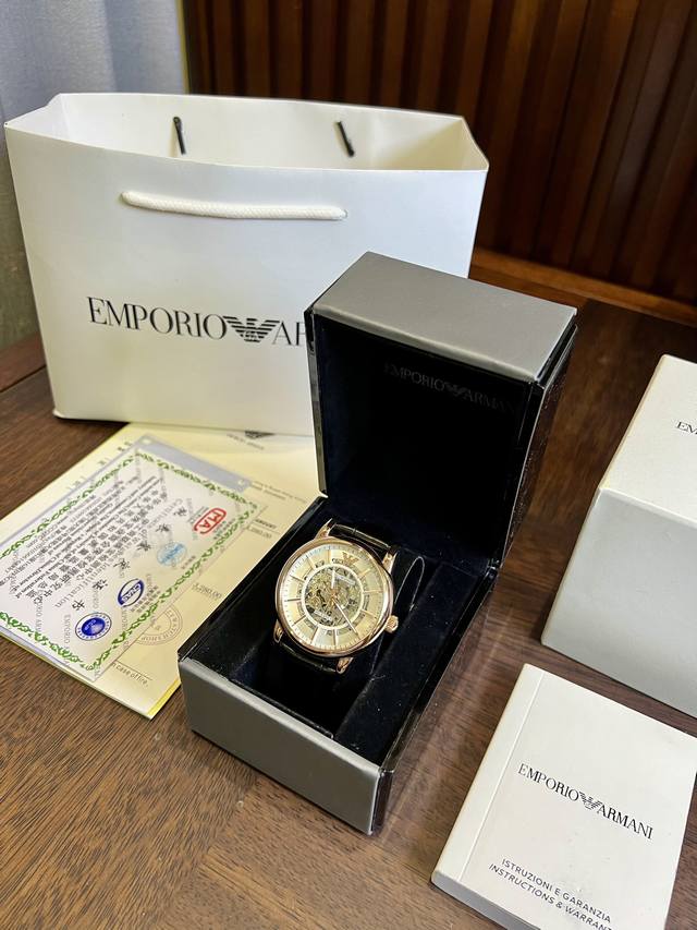 FFFH picture with packaging 25 original version, original movement button, what you have been looking for, finally in stock, highly recommended ♀♀ Armani Mechanical Belt Men's Watch Arrives Armani Case: 316L Stainless Steel Mirror: Reinforced Mineral