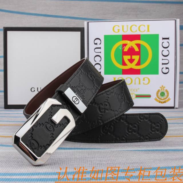 Belt and belt: Guqi original single cowhide belt men's belt: material 100% head layer cowhide belt to ensure genuine leather belt, counter original order quality, fine workmanship, fashionable brand, preferred packaging for personal use: Please ident