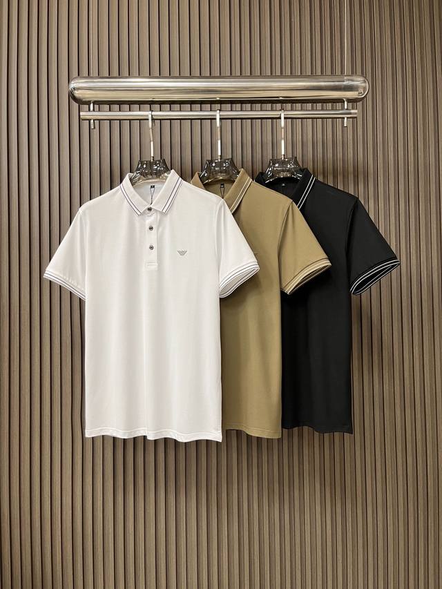 Armani 24SS new spring/summer short sleeved lapel T-shirt polo, the highest version custom high-end vermilion fabric simple and fashionable, thread color matching thread color super beautiful! Embroidered classic Gucci logo on the chest