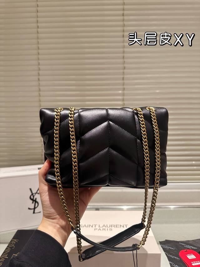 First layer cowhide Ysl Saint Laurent women's puffer quilted lambskin full set folding box packaging, this year's most worthwhile autumn and winter bag YSL soft and sticky cloud bag Yang Mi style YSL soft and sticky cloud bag Loulou bag review: