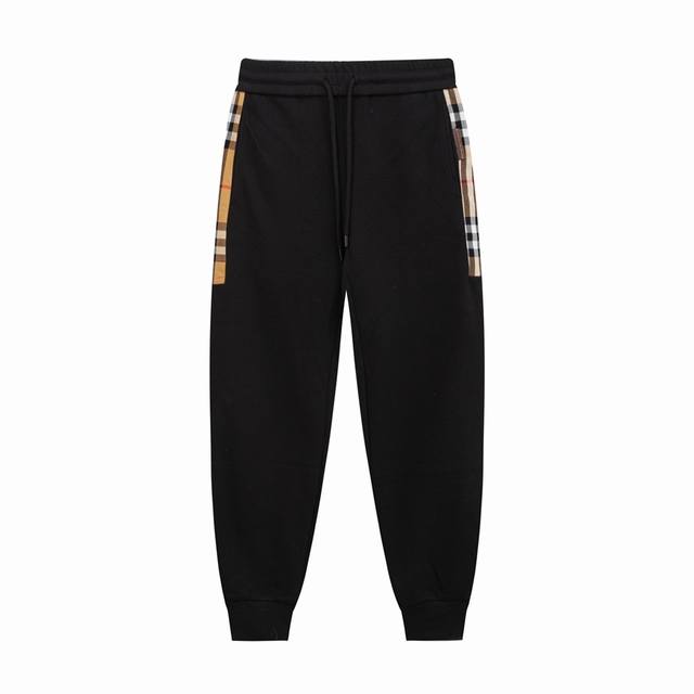 Burberry Classic Ribbon Splicing LoGO Logo. Pants, high-quality vermilion cotton composite, special feel, super texture, comfortable, soft, breathable, casual loose fit, trendy unisex pants color: black card: