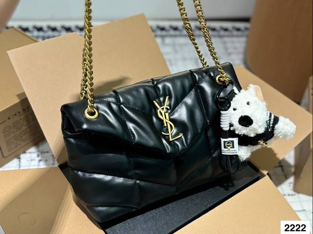 Large pendant size 15 Ysl Saint Laurent women's puffer quilted lambskin full set folding box packaging, this year's most worthwhile autumn and winter bag YSL soft and sticky cloud bag Yang Mi YSL soft and sticky cloud bag Loulou bag review