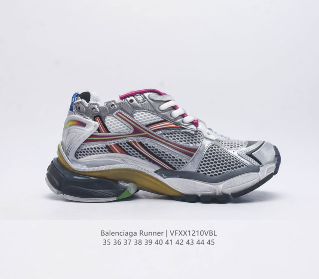 Balenciaga Balenciaga Runner Dad Shoes Comfortable Sports Running Shoes Non Leather Sports Shoes Mesh Material Wear Effect Shoe Head Edge Printed Size Back Floating Size Outer Printed Runner Logo Shoes