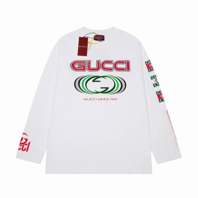 High quality Gucci star full body logo logo round neck long sleeved T-shirt adopts three-dimensional printing technology and embroidery technology, which is different from ordinary printed icons and embroidered woven pure cotton fabric, comfortable,