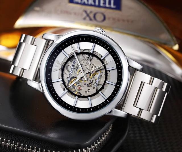 Armani Amani Men's Fashion Watch, imported mechanical movement, hollow design, waterproof 304 all steel strip for daily use, vacuum plated to never fade: