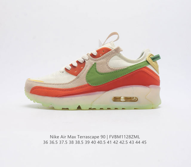 Nike Air Max Terrascape 90 retro casual sports shoes with thick sole and increased air cushion cushioning for men and women's running shoes. Innovative outsole design creates outstanding styling. Translucent Nike Grind rubber
