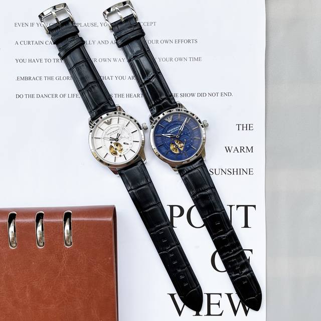 Armani, hollowed out watch series, equipped with imported brand new 82S7 gold movement, precise and trouble free timing, diameter for men: 42mm, thickness 10mm, classic needle buckle, sapphire glass mirror, fireproof flower, scratch resistant, 316 st