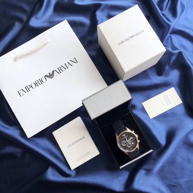 Worry free after-sales Armani Fashion Sports Men's Watch for both leisure and business, model ar5905 silicone steel strap quartz watch, dial diameter 43Mm, watch bandwidth 22Mm, mineral glass mirror, butterfly double button, super design: